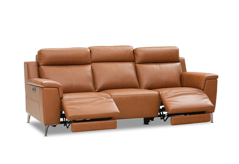 ARISTOTLE Leather 3 Seater Sofa with 2 Inbuilt Electric Recliners