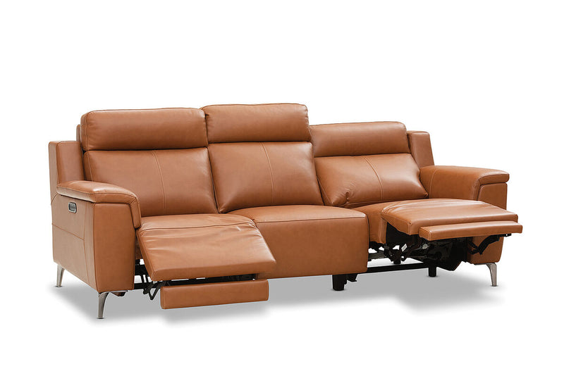 ARISTOTLE Leather 3 Seater Sofa with 2 Inbuilt Electric Recliners