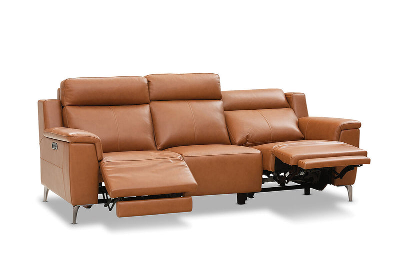 ARISTOTLE Leather 3 Seater Sofa with 2 Inbuilt Electric Recliners