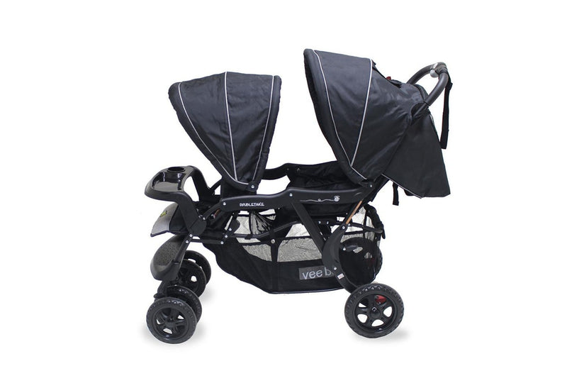 Veebee Doubletake Pram Tandem Twin Stroller f Baby Infant Toddler Salt & Pepper