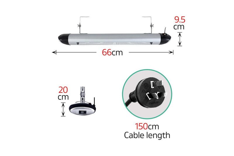 Electric Infrared Patio Heater Radiant Strip Indoor Outdoor Heaters Remote 1500W