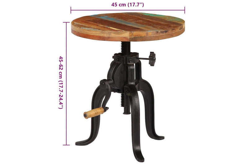 Side Table 45x(45-62) cm Solid Reclaimed Wood and Cast Iron vidaXL
