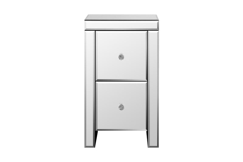 Oikiture Bedside Table Mirrored Storage Cabinet