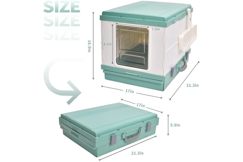YES4PETS XL Portable Cat Toilet Litter Box Tray Foldable House with Handle and Scoop Green