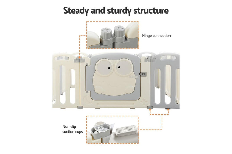 Keezi Baby Playpen 16 Panels Foldable Toddler Fence Safety Play Activity Centre