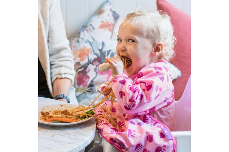Tidy Tot: Long Sleeve Cover & Catch Bib - Hearts
