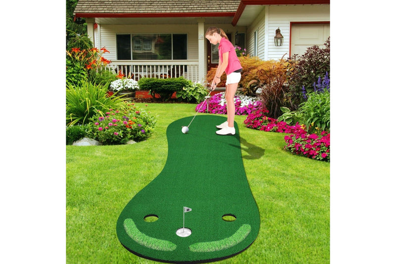 Indoor Golf Putting Green Mat - Non-Slip 3-Hole Design for Home/Office Play - 90x270cm