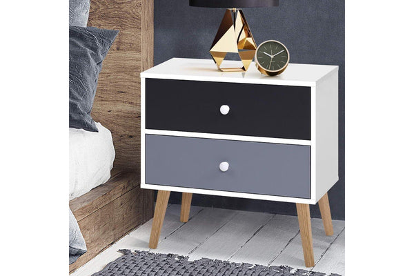 Artiss Bedside Table 2 Drawers - BONDS White