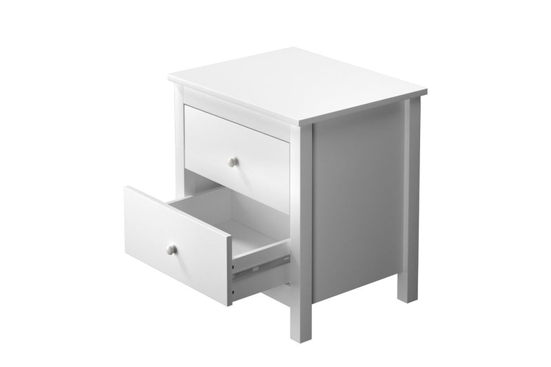 Oikiture Bedside Table Nightstand Side End Table 2 Drawers White