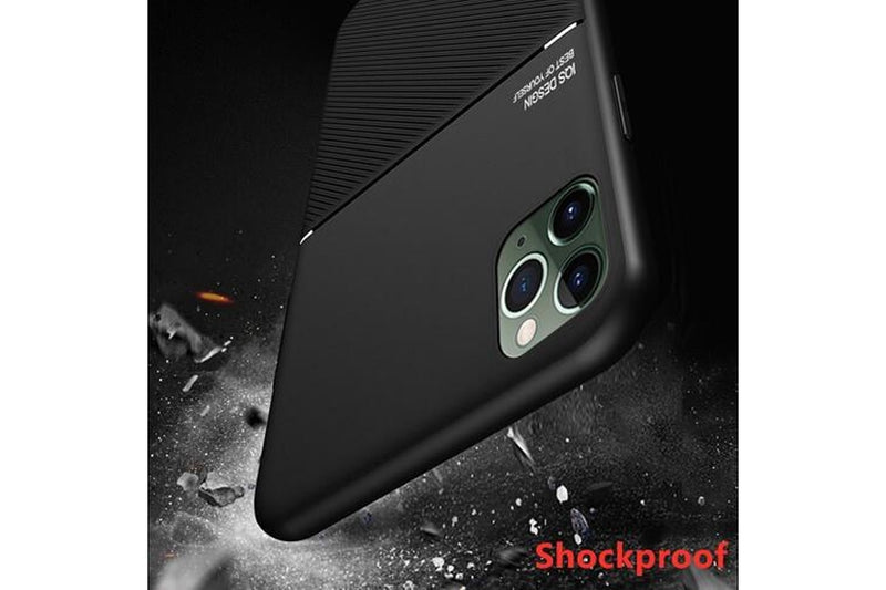 For Apple iPhone 11 Pro Business Style Luxury Matte Soft Silicone Drop Resistant Case Cover (Blue)