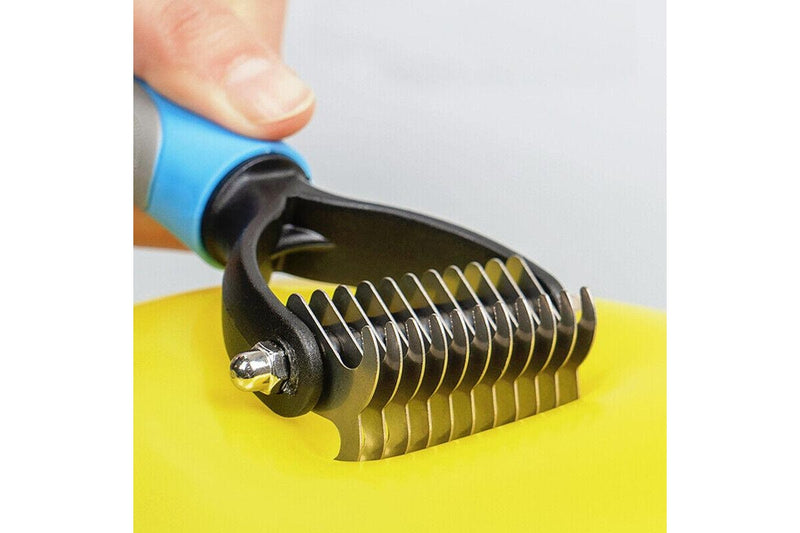Ozstock 1Pcs Pet Cat Dog Double-sided Knotted Comb Stainless Steel Brush Cleaning Tool blue small