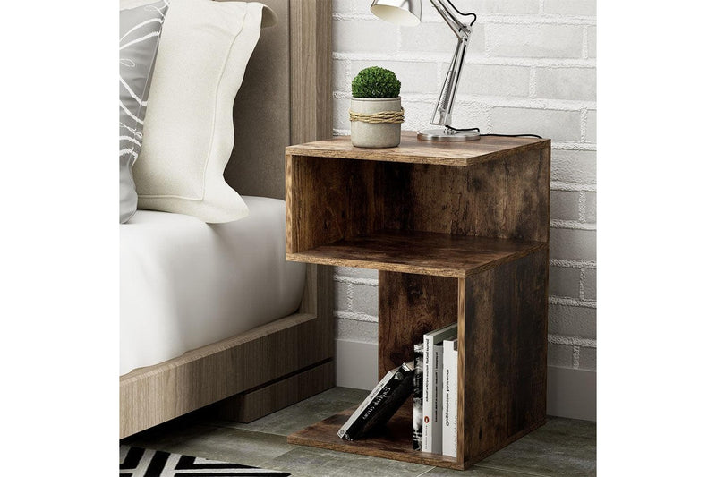 Artiss Bedside Table Shelves Side End Table Storage Nightstand Rust Oak UMENI
