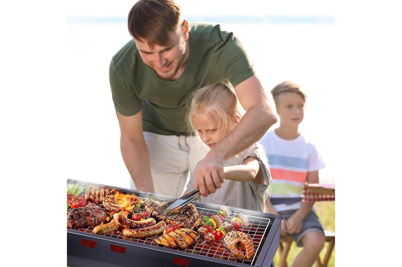 Charcoal BBQ Grill Folding Portable Camping Barbecue Grill Lightweight for Outdoor GrillingCamping Hiking Picnics Tailgating Backpack Party 60x22x37cm