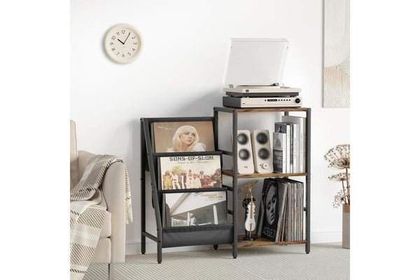 Vinyl Record Storage and Player Stand - 3-Tier Storage for 200 Albums, Living Room Record Table
