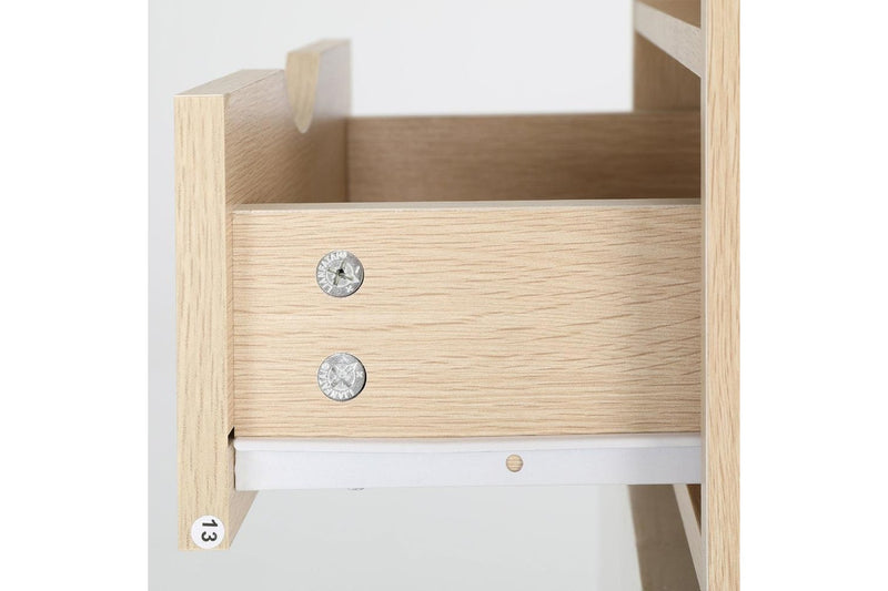 2X Bedside Table Side Storage Cabinet Nightstand Bedroom 1 Drawer Shelf Lark Oak Bedside Tables