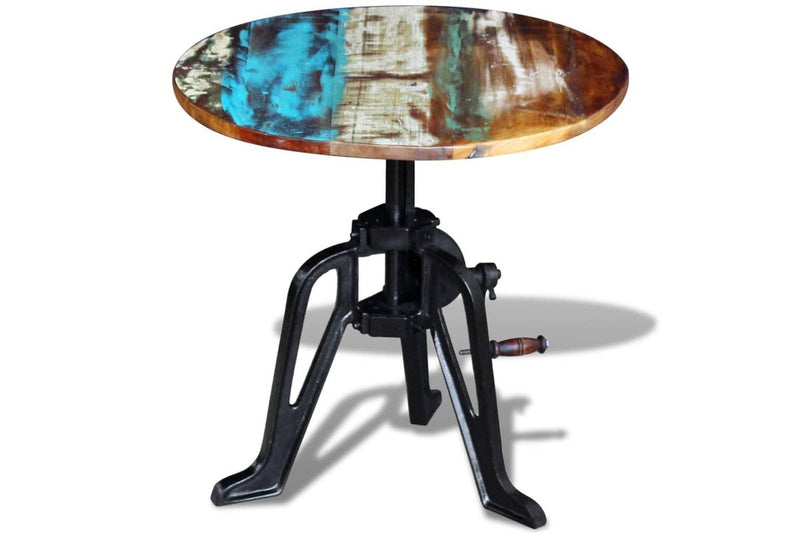 Side Table Solid Reclaimed Wood Cast Iron 60x(42-63) cm vidaXL