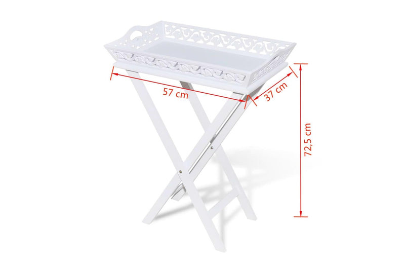 Side Table with Tray White vidaXL