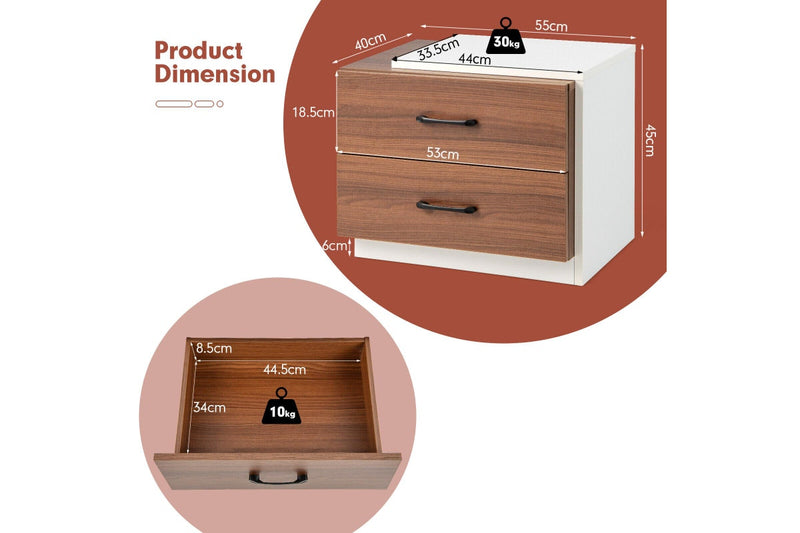 Giantex Modern Wood Nightstand Home Bedside Storage Table 2 Drawer Wooden End Table