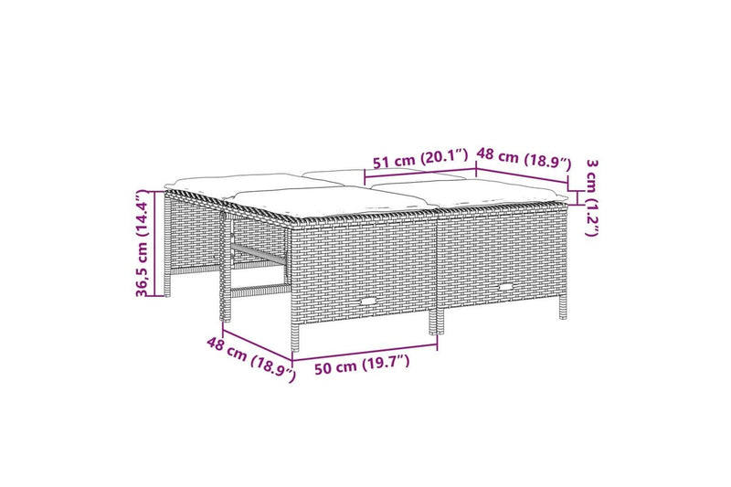 Garden Stools with Cushions 4 pcs Grey Poly Rattan vidaXL