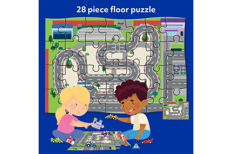 28pc WonderFull Pull-Back & Go Kit Racing Cars Floor Puzzle Book Kids Play Toy
