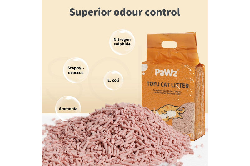 Pawz 2.5kg Tofu Cat Litter Clumping Flushable Fast Super Absorben Peach x4