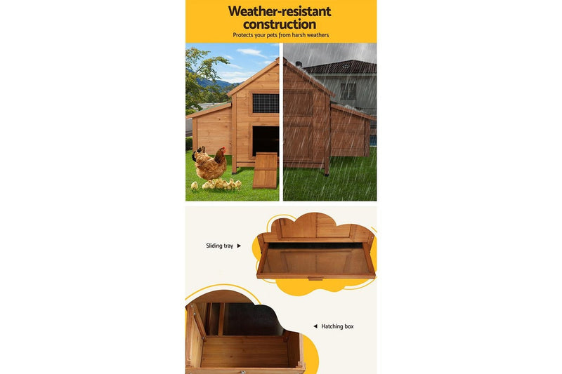 i.Pet Chicken Coop Rabbit Hutch 150cm x 68cm x 96cm Large House Run Cage Wooden Outdoor Pet Enclosure