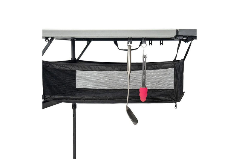 Quest 153cm Foldable Steel Grill Table w Organiser Pouch Outdoor Camping Picnic