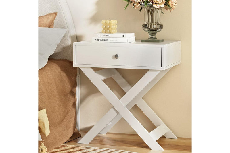 Artiss Bedside Table Drawers Side Table Storage Cabinet Nightstand White QARA