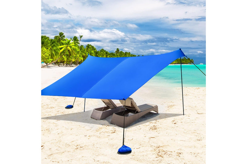 Giantex 3 x 2.8M Portable Beach Sunshade UPF 50+ Beach Shelter Camping Tent Outdoor w/Carrying Bag, Blue