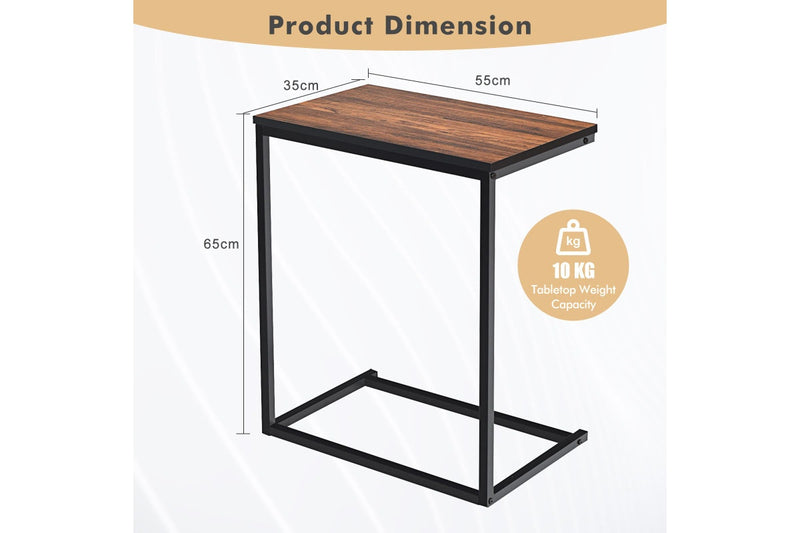 Giantex C Shaped End Table Sofa Side Table Laptop Desk w/Metal Frame Living Room Bedroom