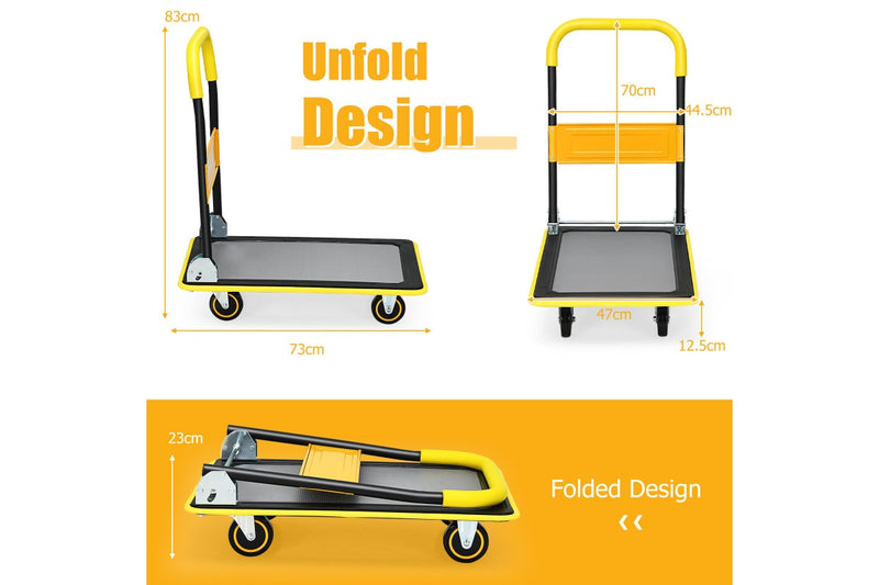 Costway Folding Platform Trolley Heavy Duty Hand Truck Push Cart Dolly Heavy Duty w/Non-Slip Platform Warehouse