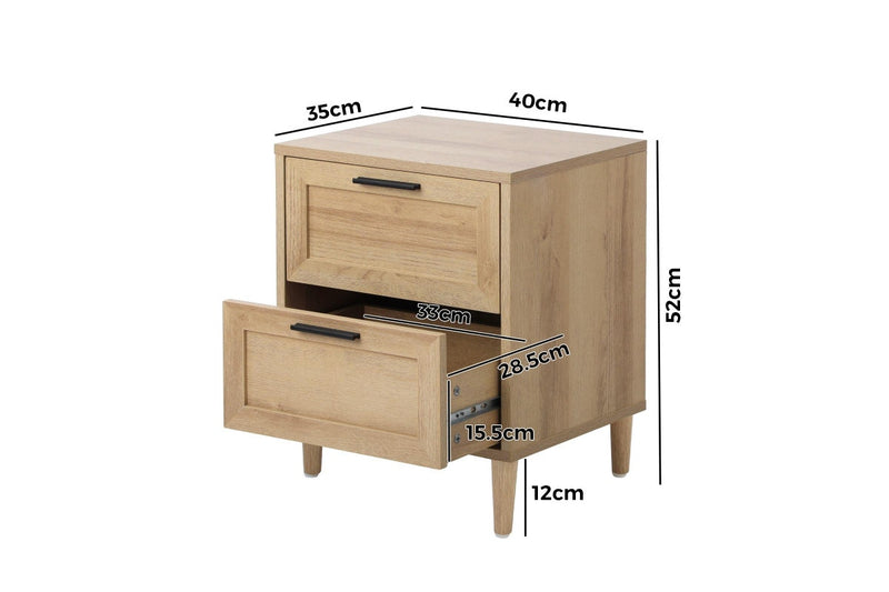 Oikiture Bedside Table Nightstand Natural