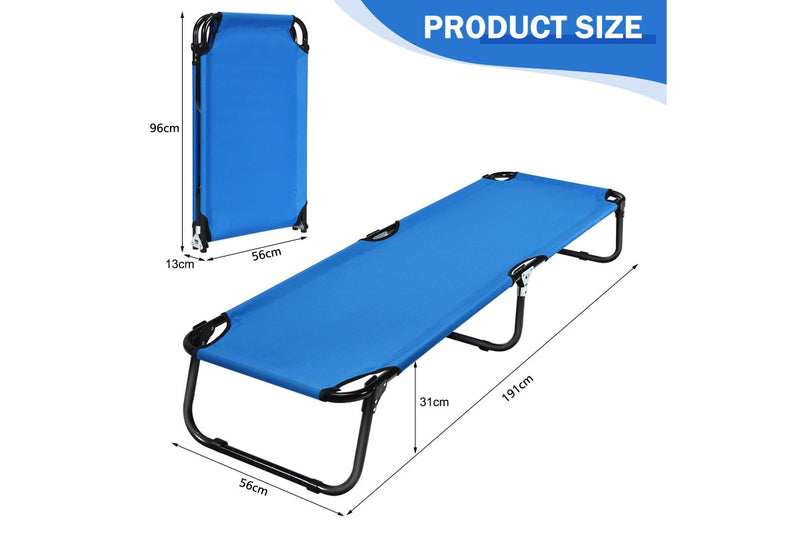 Costway 1.91M Portable Camping Bed Folding Stretcher Heavy Duty Outdoor Sleeping Bed Hiking Travel Blue