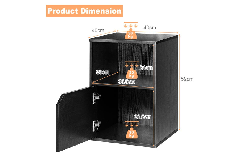 Giantex Set of 2 Nightstand Modern Bed Side Table,Black