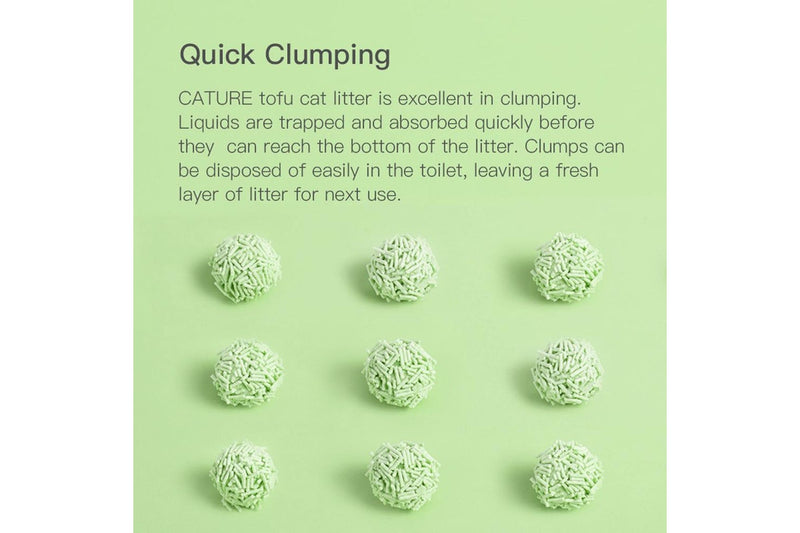 2x Cature 6L 2.4kg Natural Tofu Clumping Cat Litter Pellets Green Tea Flushable