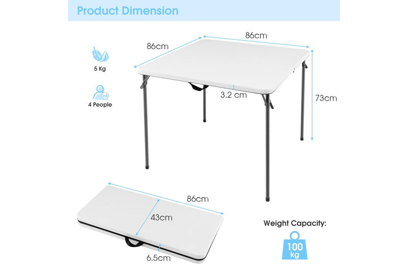Costway Folding Camping Table Outdoor Portable Desk w/Carry Handle Picnic Hiking Fishing BBQ White