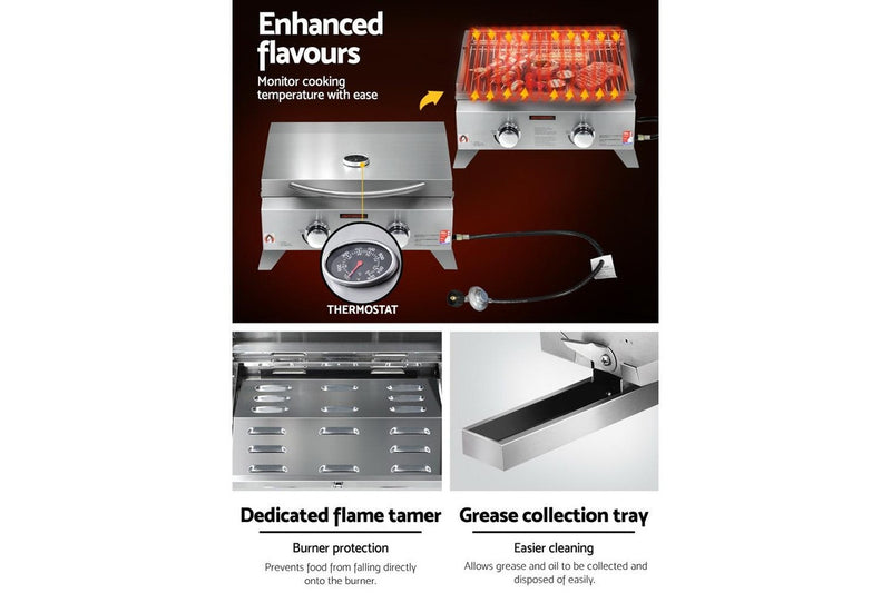 Grillz 2 Burners BBQ Grill Portable Gas Barbecue