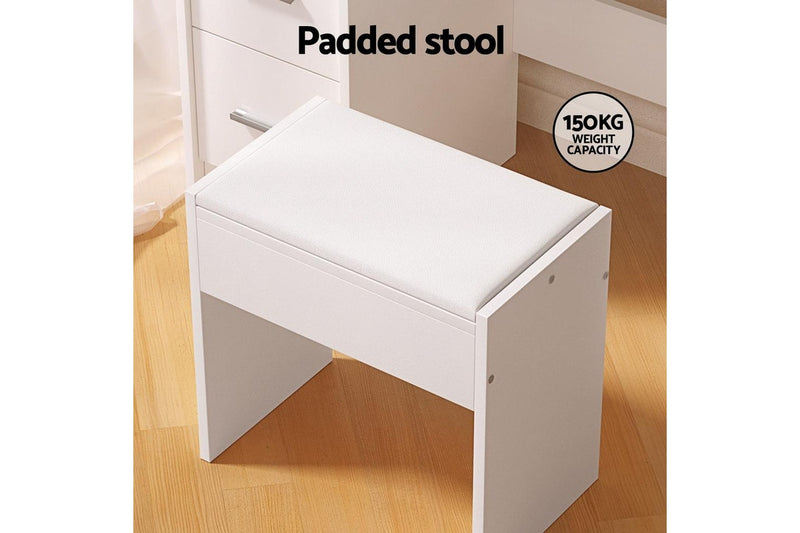 Artiss Dressing Table Set Stool 10 Led Bulbs White Dylan