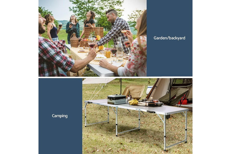 Weisshorn Folding Camping Table 240CM Portable Outdoor Picnic BBQ Aluminium Desk