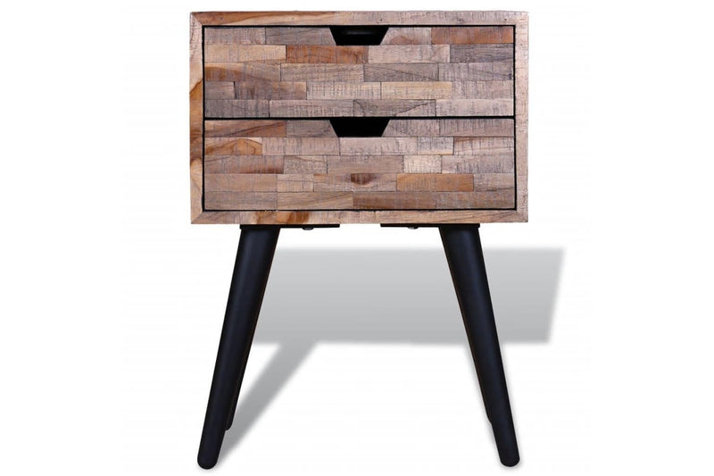 Nightstand With 2 Drawers Reclaimed Teak Wood Bedside Tables