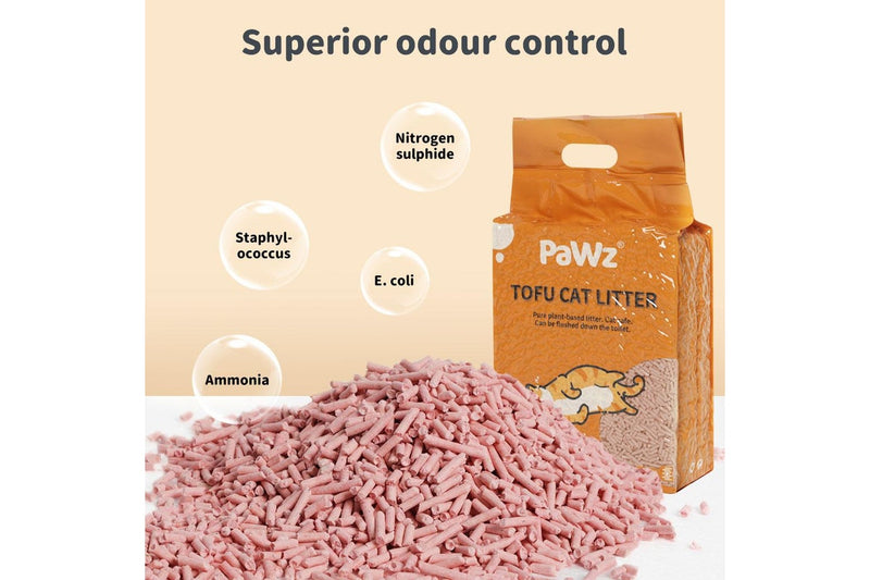 Pawz 2.5kg Tofu Cat Litter Clumping Flushable Super Absorben Watermelon x12