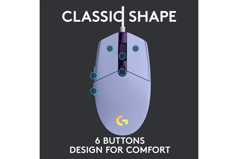 Logitech G203 LIGHTSYNC RGB Gaming Mouse (Lilac)