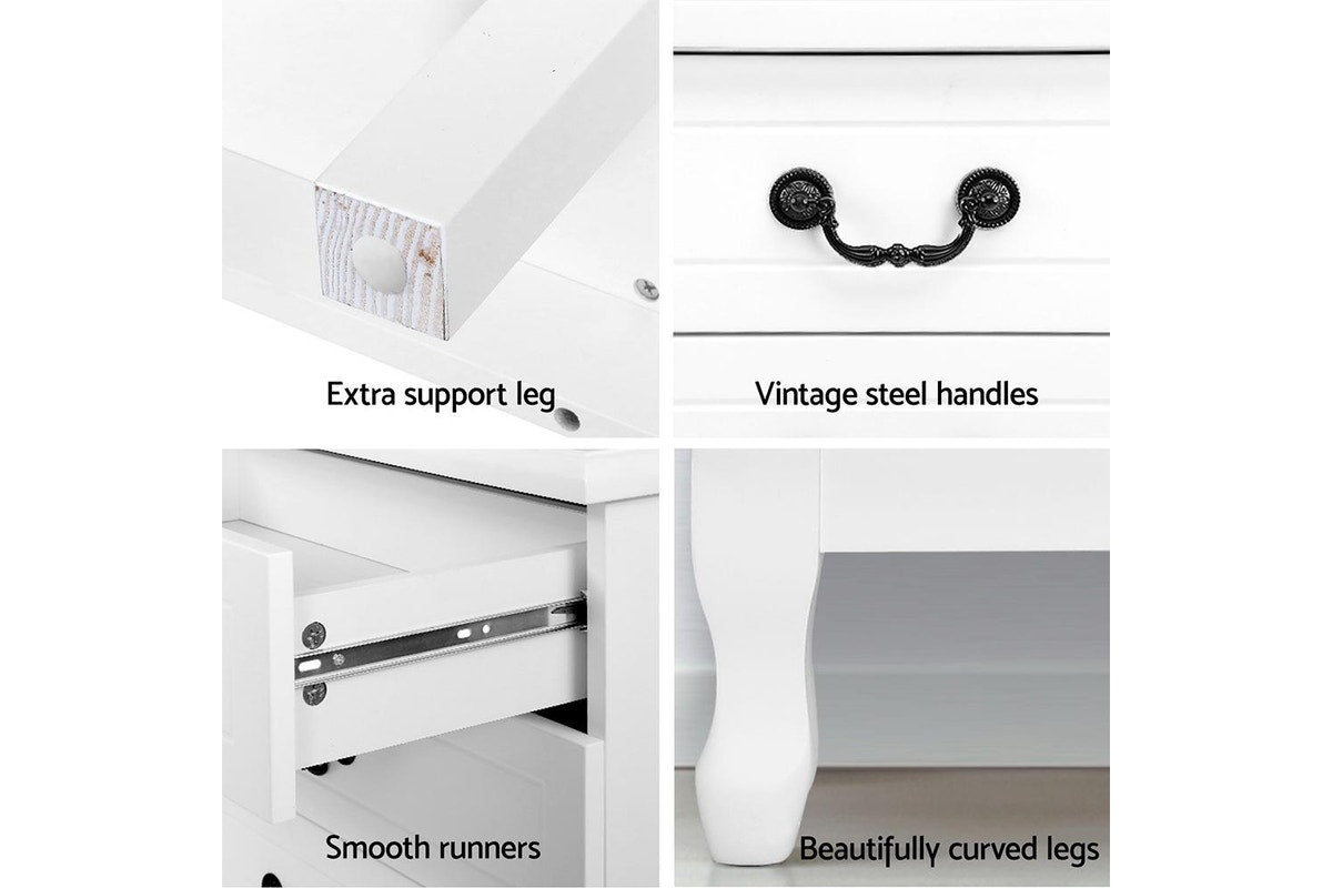 Chest of Drawers Dresser Table Lowboy Storage Cabinet White KUBI Bedroom