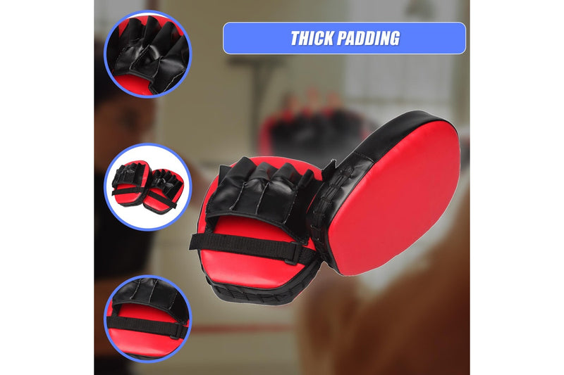 2 x Thai Boxing Punch Focus Gloves Kit Training Red & Black