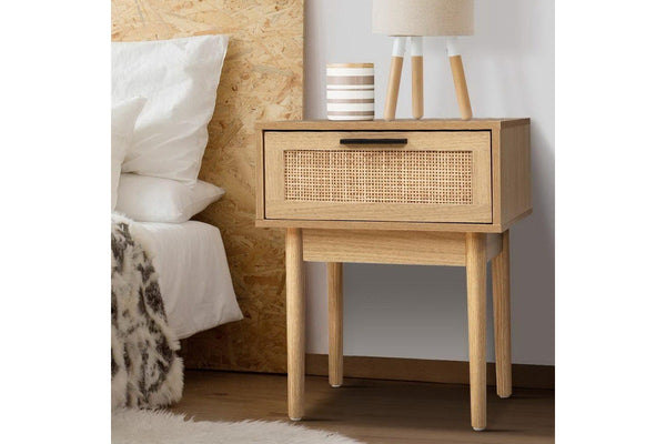 Artiss Bedside Tables Side Table Rattan Drawers Nightstand