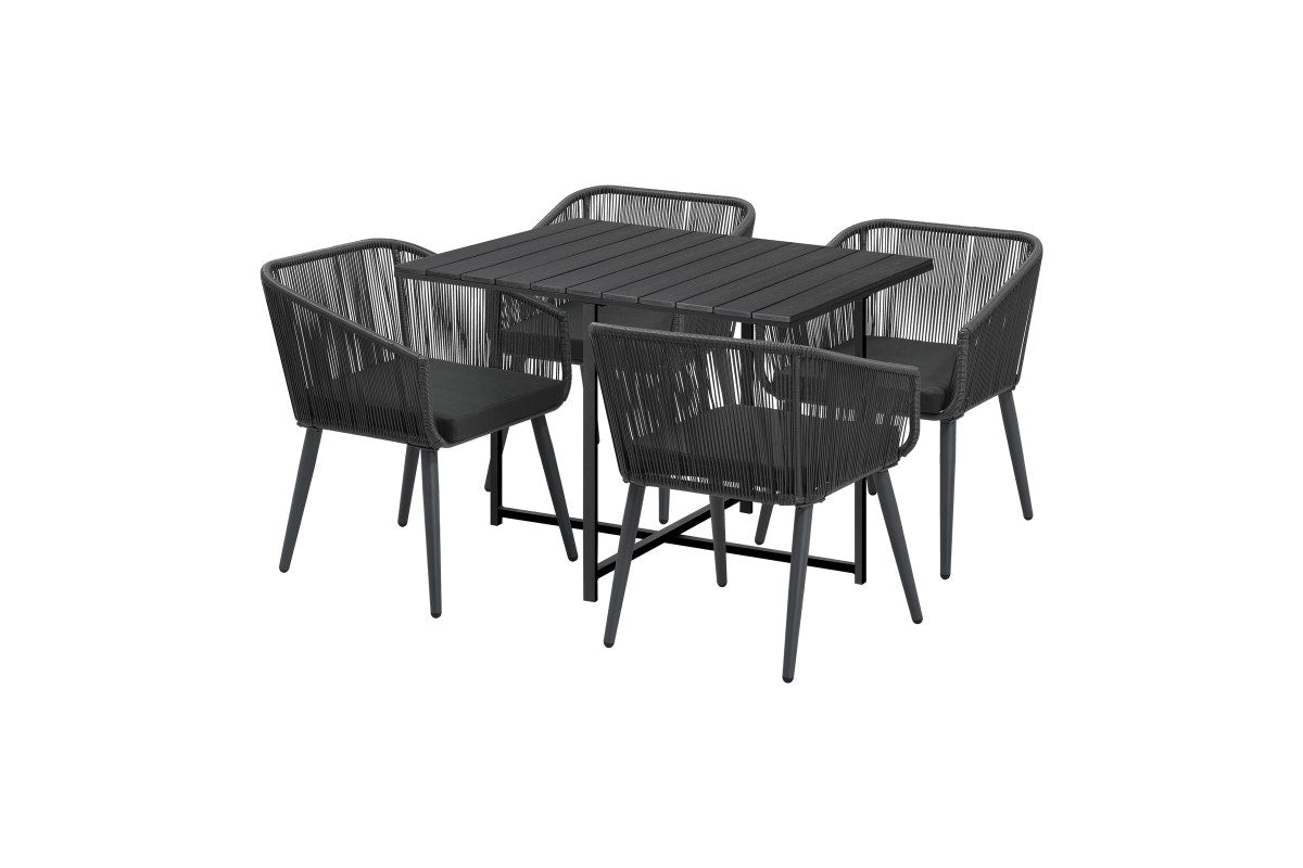 Livsip 5PCS Outdoor Dining Set Furniture Black Table