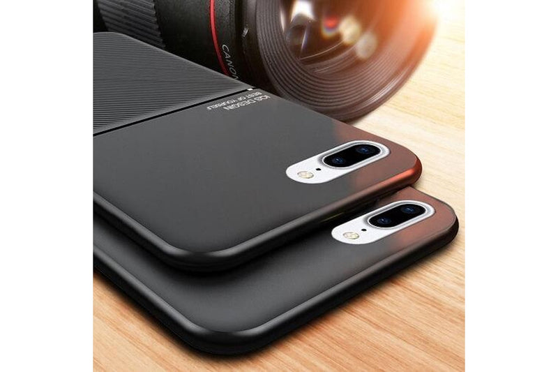 For Apple iPhone 8+ /8 Plus Business Style Luxury Matte Soft Silicone Drop Resistant Case Cover (Black)