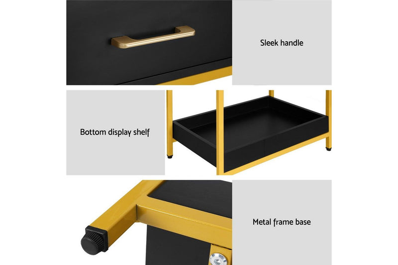 Artiss Bedside Table Drawers Side Table Shelf Bedroom Furniture Nightstand Black