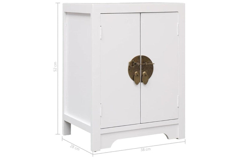 Bedside Cabinet White 38X28x52 Cm Paulownia Wood Bedside Tables