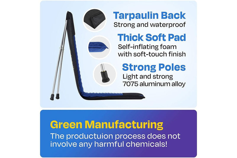 SitX AirPro Inflatable Foldable Portable Pocket-Sized Camping Chair Blue Black